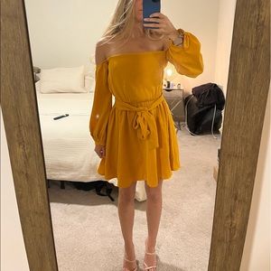 Tiger Mist Orange Off-the-Shoulder Dress